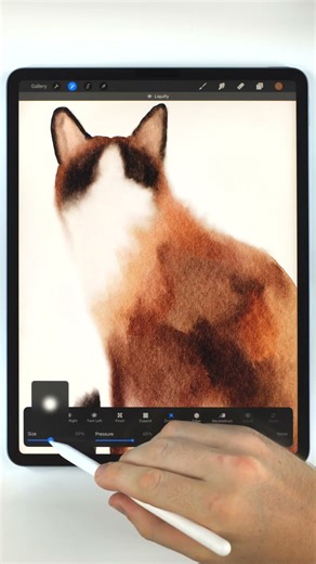 abstract watercolor cat portrait in procreate #watercolor #watercolortutorial #paintingtutorial