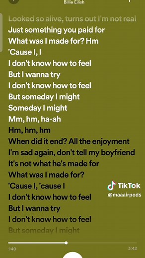 Billie Eilish - What Was I Made For? Lyrics