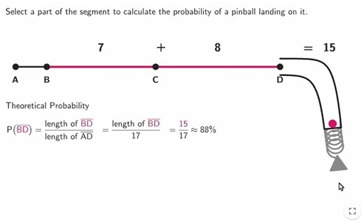 🌀🟣 GEOGEBRA RESOURCE! 🎰🤩 Try this FREE GeoGebra Exploration resource to shoot a pinball to compare the theoretical calculation with the experimental probability of the ball landing in the chosen region. Check it out! https://www.geogebra.org/m/zsxhewqn #iteachmath #math #maths #mathematics #probability #probabilityandstatistics | GeoGebra