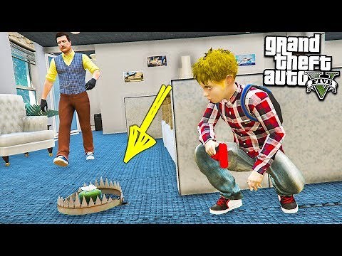 КАК РЕБЕНОК ПОЙМАЛ СОСЕДА В КАПКАН! ПРИВЕТ СОСЕД В ГТА 5 МОДЫ! ОБЗОР МОДА В GTA 5! видео игра mods