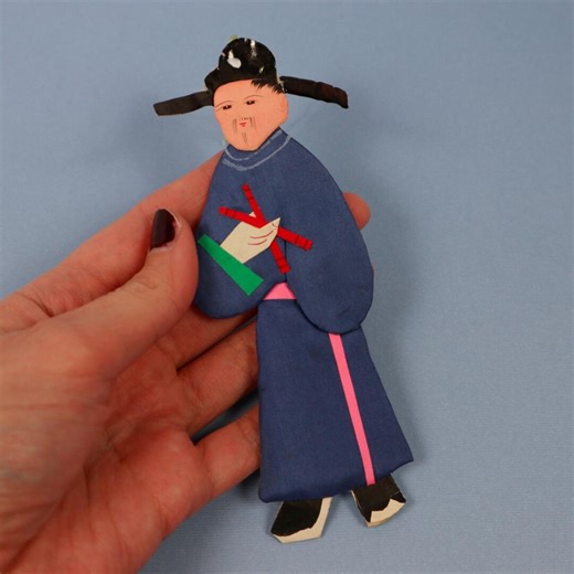 Vintage Traditional Chinese Paper and Silk Doll Ornament, 1987 Fabric Cloth Delicate - Etsy