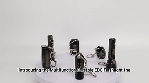 Multifunction Portable EDC Flashlight 7 Work Mode UV Color Mini Keychain Torch Lights With Safety Cutter Whistle for Emergency