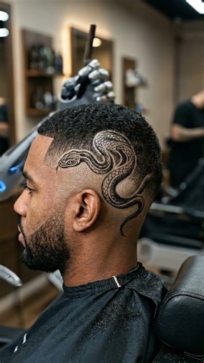 Robot barber carving snake haircut