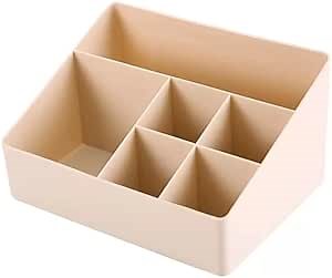 Granvela Home Organizer Bedside Table Organizer Makeup Storage Shelf and Display Box-6 Compartments (Cashmere or Deep Peach)