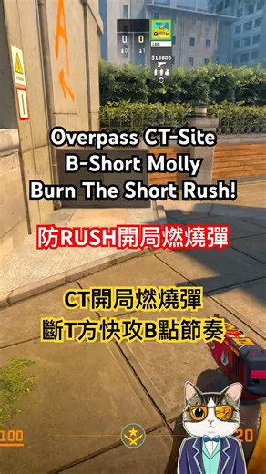 CS2 Overpass | CT燃燒短管開局阻止T方搶工地 #CS2 #道具教學 #overpass #cs2tips