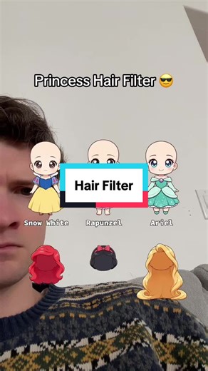 Hair match princess filter is hard but I’m better 😎 #challenge #filterchallenge #filter #impossiblechallenge #princess