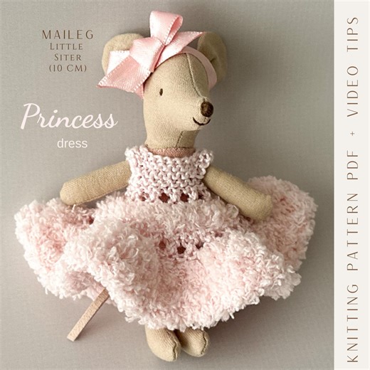 Maileg Little Sister Princess Dress Knitting Pattern PDF | 10 Cm Mouse Outfit | EN - Etsy Canada