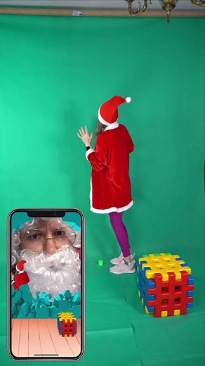 Holiday-Themed Santa Performance with Colorful Blocks