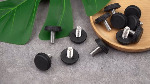 HINZIC 12 Pack 5/16-18 Stainless Steel Adjustable Threaded Furniture Leg Black Screw in Leveling Feet Glide Levelers for Table Chair Legs