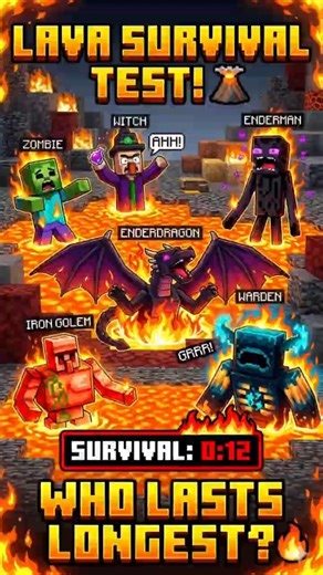 minecraft mobs lava test who ❓👤win. #minecraft #minecraftshorts #comparison #shorts