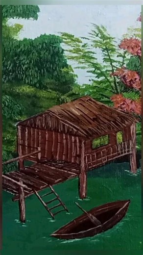 How to Paint a Nipa Hut | Acrylic Painting Tutorial | Acrylic Painting for Beginners #shorts