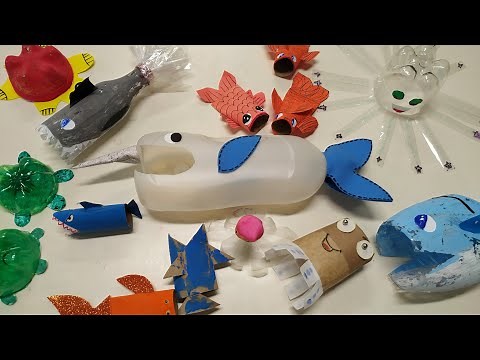 Diy: Animais marinhos feito com reciclável 💙 🐙🦑🦀🐠
