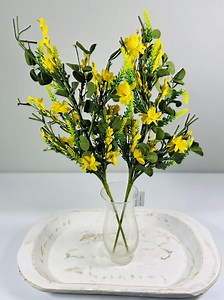 24” Yellow Artificial Flower Spray | Spring Floral Stem | Faux Wildflower Pick | Farmhouse Decor - Etsy