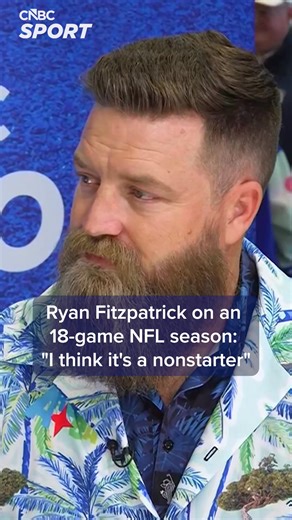Former NFL quarterback Ryan Fitzpatrick told CNBC's Alex Sherman that players are "not interested at all" in an 18-game NFL season. Sign up for the CNBC Sport newsletter for more: cnb.cx/4tdJzlD | CNBC