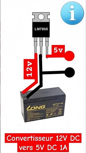 12V DC to 5V DC 1A Converter with 7805 Voltage Regulator #supply #batteries