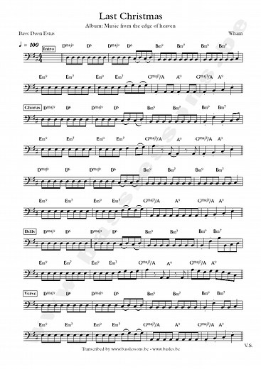 Wham - Last Christmas | Bass Transcription | Deon Estus