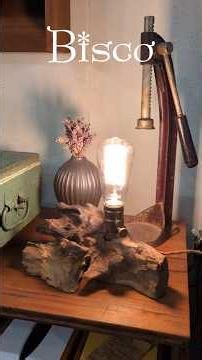 【リメイク動画】穴の開いた原木を使ってテーブルライトを作ります #woodworking #diy #furniture #diy #interiordesign #antique