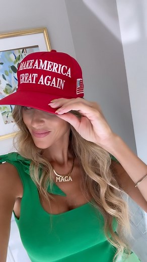 Carrie Prejean Boller on Instagram: "Ready for the day❤️ ✔️MAGA HAT ✔️MAGA NECKLACE They thought it was just hats… wait until they see the necklace 😋 Get your MAGA necklace I designed so all the libs can see were here to stay, and we sure as heck ain’t hiding anymore 🇺🇸👏🏽✨🛍️ AS SEEN ON: @laraleatrump @sagesteele @erinmelmore #MAGABABECLUB @officialpublicsquare @bellagracejewelry"