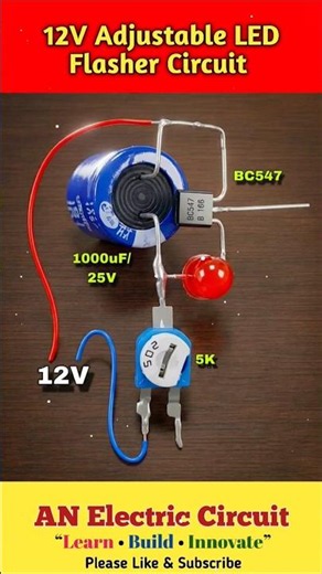 12V Adjustable LED Flasher Circuit | #trending #viral #electrical #electricalindia #electricalguru
