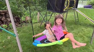 KloKick 5-in-1 Heavy Duty Metal Swing Set for Kids Backyard, with Slide, Monkey Bars, Saucer Swing & Tunnel, ASTM Safety Certified, Ages 3-12, 660lbs Capacity