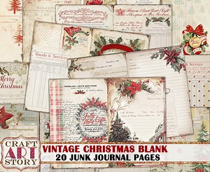 Vintage Christmas Blank Notebook Paper Junk Journal, 20 Printables Digital Papers - Etsy