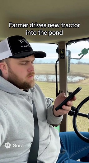 New Tractor Adventure: Farmer Drives into Pond