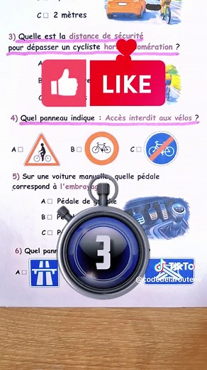 Révise ton code de la route et ton permis de conduire avec ces 6 questions ! #code #permisdeconduire #panneau #securiteroutiere #france