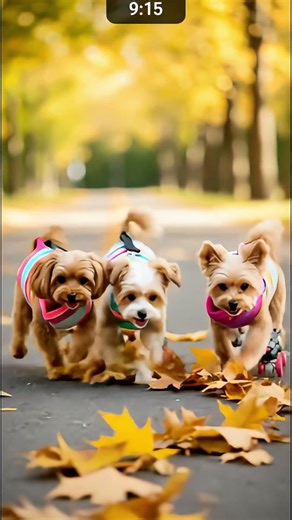Tiny pups enjoying the perfect autumn zoomies #puppies #autumnvibes #cutedogs #zoomies #shorts #fyp