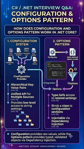 Configuration & Options Pattern in .NET Core Explained! 🚀 | C# Interview Q&A #DotNet #csharp