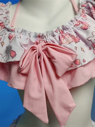 Looking like a whole dessert today! 🍰✨ This print is too sweet to handle. #kawaiiswimwear #animestyle #beachvibes #dessertprint #cutecore