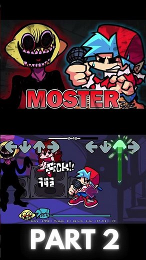 MOSTER VS BF (PART 2) (MONSTER ONE-SHOT) (FNF MOD) #shorts