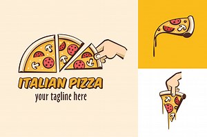 Italian pizza. Vector symbols in cartoon style.