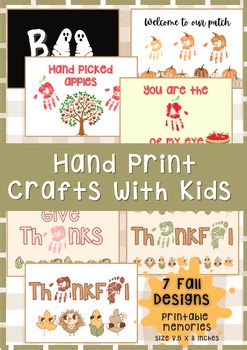 Fall Handprint Crafts, October Painting with Kids, Halloween Footprints,
