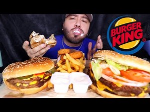 BURGER KING BACON KING + TRIPLE WHOPPER MUKBANG | EATING SHOW