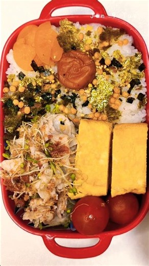 【ゆるっと弁当】少しの豚肉で梅おかか豚しゃぶ弁当🐷 #弁当 #bento #猫
