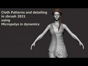 Cloth pattern detailing in zbrush 2021 using micropolys in dynamic subdiv 4K