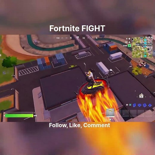 Epic fire trail escape! Watch this unreal Fortnite hoverboard stunt.