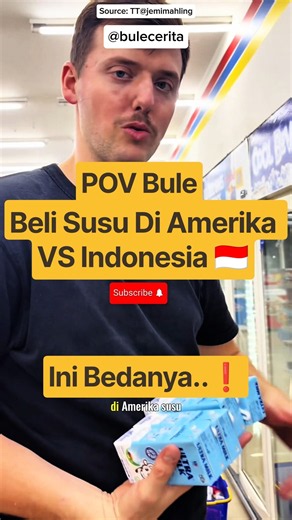 Buying Milk In The US VS Indonesia #reaction #indonesia #youtubeshorts #viralvideo #milk