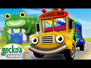 Wheels On The Rainbow School Bus | Gecko's Garage | Trucks For Children | Cartoons For Kids