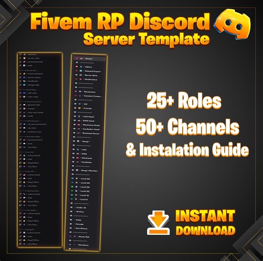 Professional Fivem RP Discord Server Template | Instant Download | Roles, Permissions & Bot Setup Guide - Etsy