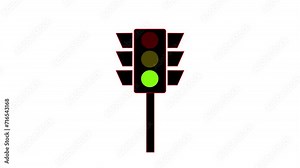 Traffic light Signals icon animation. Animation of a traffic light changing direction. Traffic light changing direction from red, to yellow, to green light. abstract traffic light sign animation.