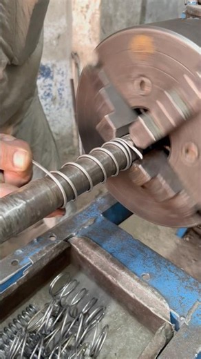 Simple Steel Wire Spring Making on a Vintage Lathe Machine | Easy Workshop Project #shorts #diy