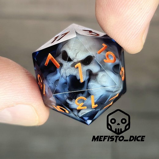 D20 Dice for Playing Dungeons and Dragons With a Neon Skull Inside and Orange Numbers - Etsy