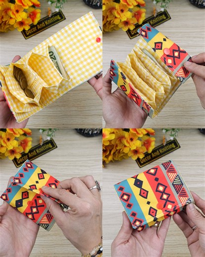 DIY Easy Small Floral and Linen Accordion Wallet | Wallet Ideas | Wallet Tutorial | Recycle Crafts | Decor And Knitting