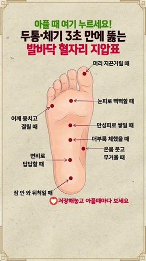 두통·소화불량·불면증 한 방에 해결하는 발바닥 혈자리 지압법 #발바닥지압 #건강상식 #혈액순환 #5060건강 #쇼츠