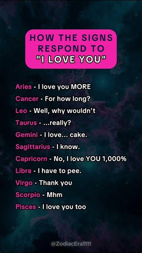 How Zodiac Signs Are Responds to 'I Love You' #zodiac #zodiacsigns #horoscope #tarot #astrology