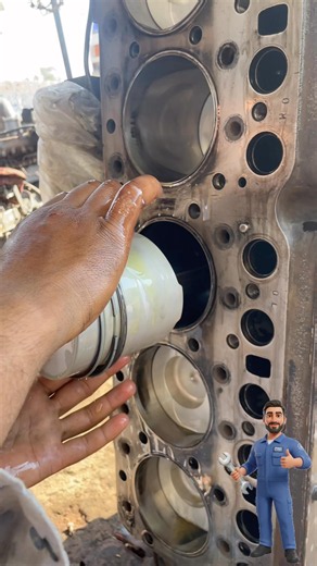 Six cylinder diesel engine piston installing #viral #mechanic #shorts