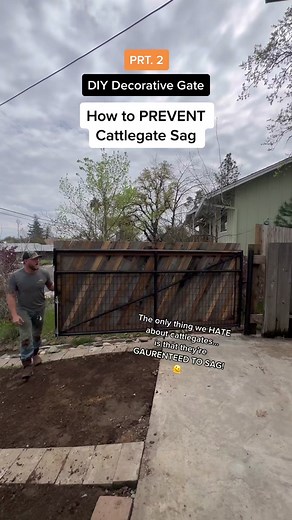 Replying to @magicgoose1201 How to PREVENT cattlegate sag! 🫠 DIY Decorative Gate PRT. 2 🚨CLICK THE 🚨 The only thing we hit about cattlegates is that they’re guaranteed to sag! To see how we created the decorative gate itself, go watch PRT. 2:@@diycoach.co ##fyp##foryou##gate##fence##diy