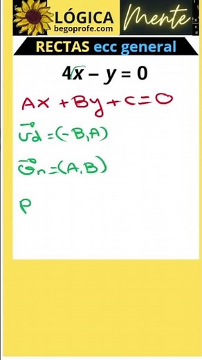 Ecuación general de la recta: punto, vector director y vector normal #maths #begoprofe
