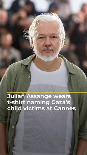 Julian Assange's t-shirt tribute to Gaza victims at Cannes Festival | AJ #shorts